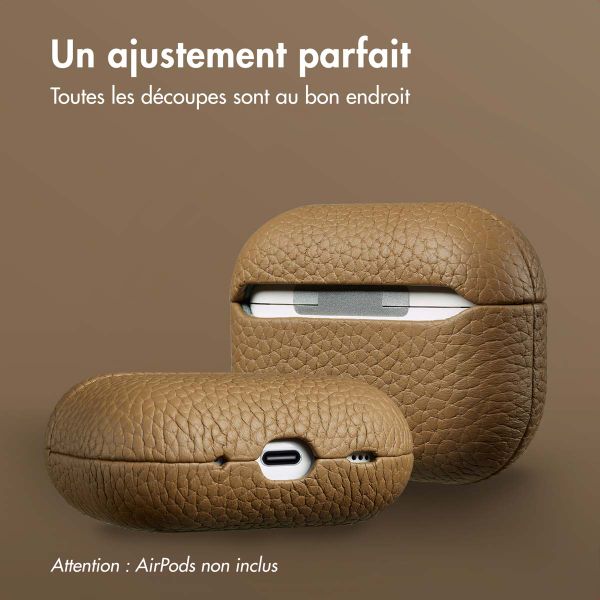 Accezz Coque en Cuir véritable Apple AirPods Pro 2 - Taupe