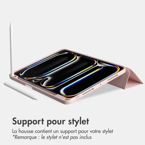 Accezz Étui de téléphone portefeuille Smart Silicone iPad Pro 13 (2024) M4 - Rose