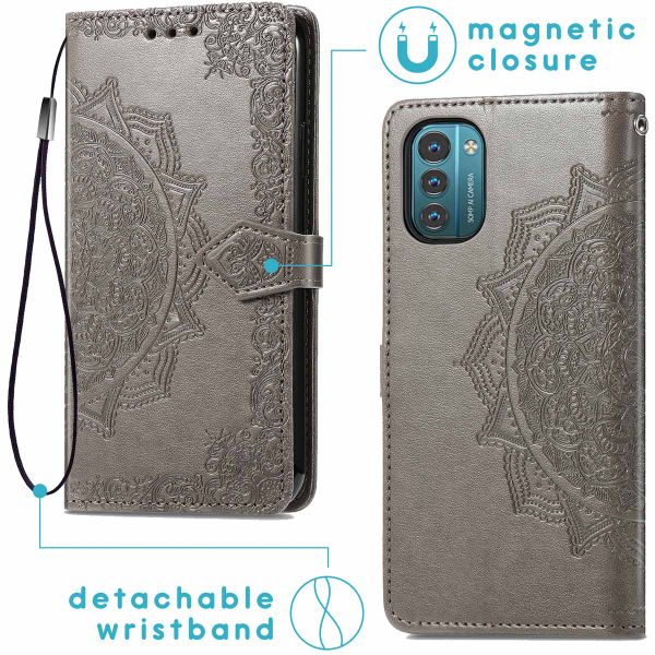 imoshion Etui de téléphone portefeuille Mandala Nokia G11 / G21 - Grigio