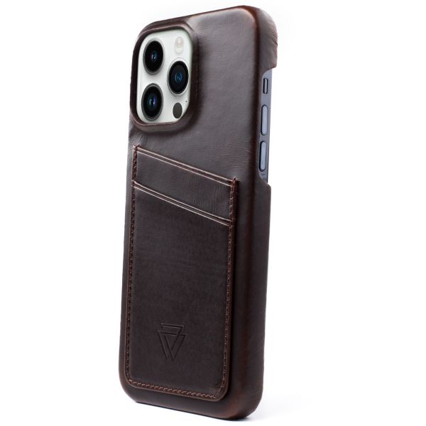 Wachikopa Coque Full Wrap C.C. avec 2 porte-cartes iPhone 14 Pro - Dark Brown