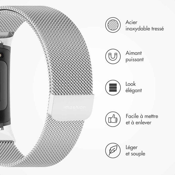 imoshion Bracelet magnétique milanais Fitbit Charge 5 - Taille M - Argent