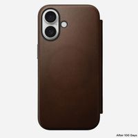 Nomad Étui de télephone portefeuille Modern Leather Folio Apple iPhone 16 - Marron