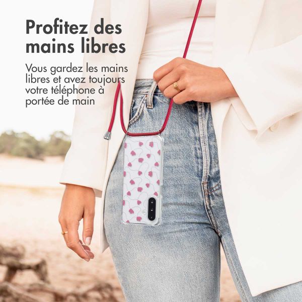 imoshion Coque Design avec cordon Samsung Galaxy A26 - Dusty Rose Connected Hearts