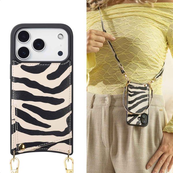 Selencia Coque de télephone Nova avec cordon et porte-cartes Apple iPhone 17 Pro Max - Zazzy Zebra