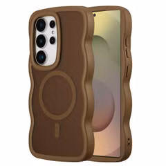 Selencia Coque arrière Wavy avec MagSafe Samsung Galaxy S25 Ultra - Mocha Brown