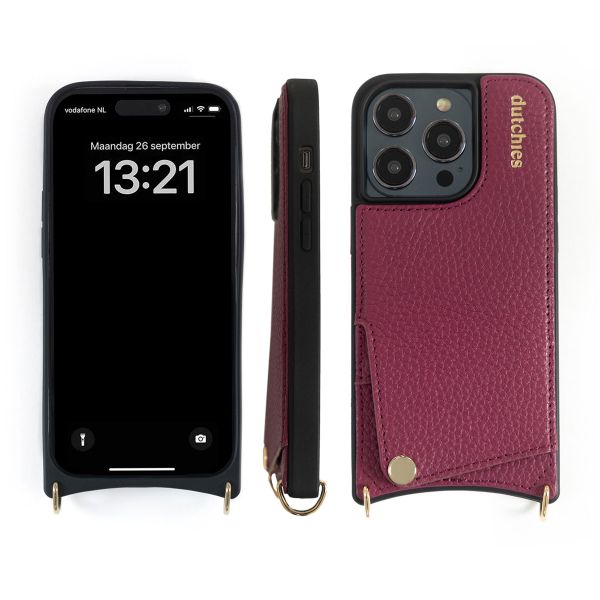 Dutchies Coque avec porte-cartes iPhone 13 Pro Max - Cordon de téléphone non inclus - Ruby