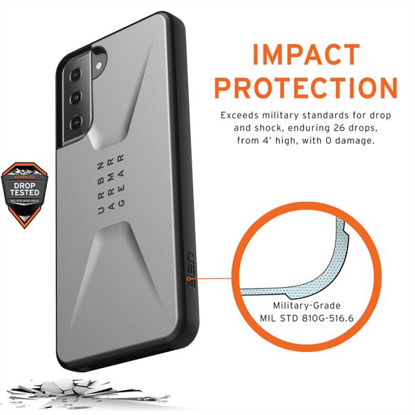 UAG Coque Civilian Samsung Galaxy S21 - Argent