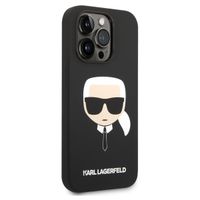 Karl Lagerfeld Coque arrière Karl's Head Liquid Silicone MagSafe iPhone 14 Pro - Noir