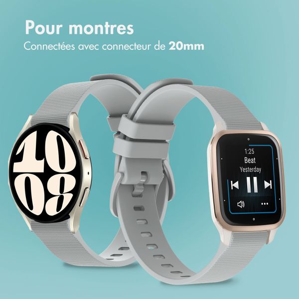 imoshion Bracelet sport en silicone avec boucle - Connexion universelle 20 mm - Gris