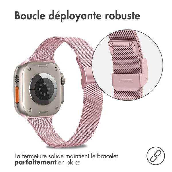 imoshion Bracelet pliant Milanese Apple Watch Series 1-10 / SE / Ultra (2) - 42/44/45/46/49 mm - Rose