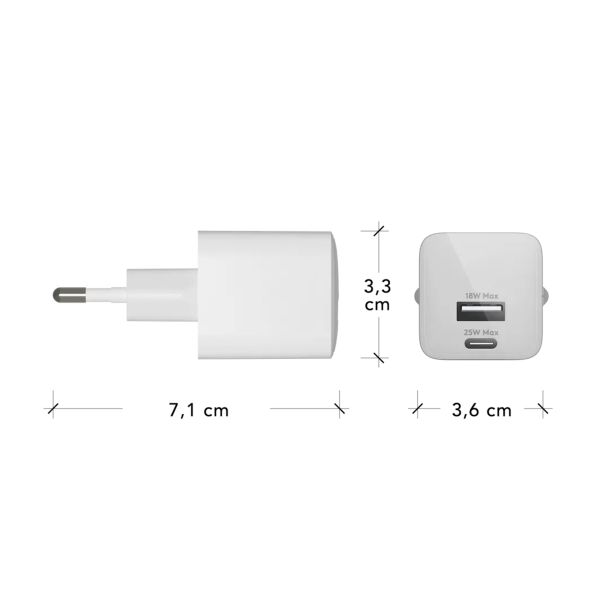 dbramante1928 re-charge | Chargeur Secteur - USB-C 25 watts + USB-A 18 watts - Blanc