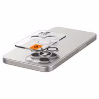 Spigen GLAStR Verre protecteur de caméra 2 pack Apple iPhone 17 Pro / 17 Pro Max / 16 Pro / 16 Pro Max / 15 Pro / 15 Pro Max / 14 Pro / 14 Pro Max - Titane Blanc