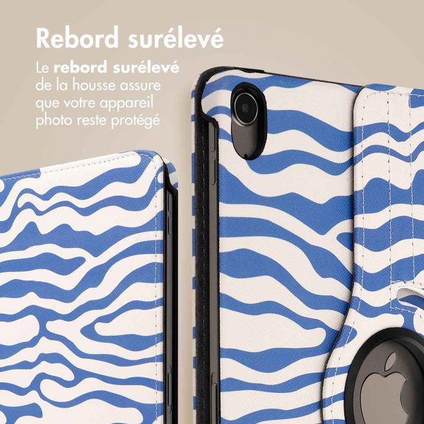 imoshion Coque tablette Design rotatif à 360° Apple iPad Air 5 (2022) / Air 4 (2020) - White Blue Stripes