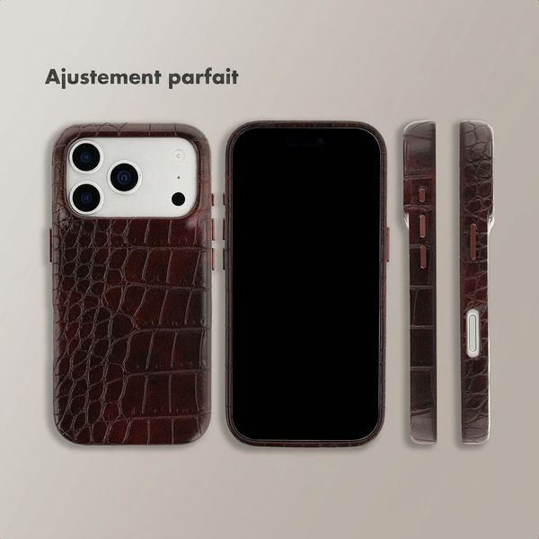 Selencia Coque arrière Croco avec MagSafe Apple iPhone 17 Pro - Choco Brown