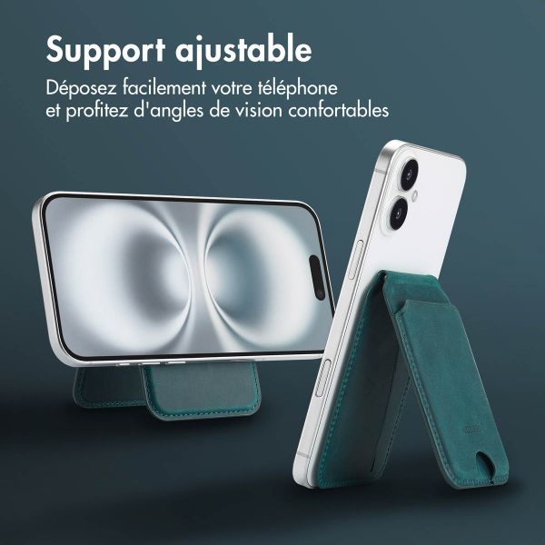Accezz Porte-cartes MagSafe en cuir vintage avec support - Smokey Green
