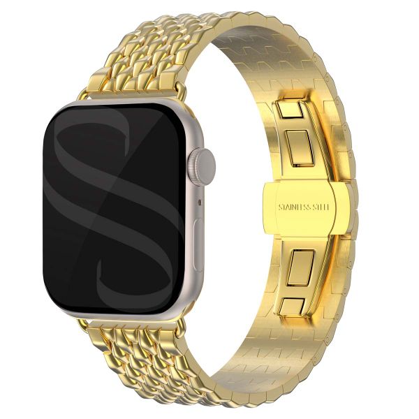 Selencia Bracelet dragon en acier Apple Watch Series 1 á 9 / SE (38/40/41 mm) | Series 10 (42 mm) - Or