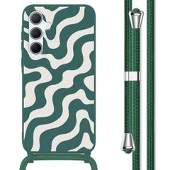imoshion Coque design en silicone avec cordon Samsung Galaxy A55 - Petrol Green Groovy
