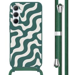 imoshion Coque design en silicone avec cordon Samsung Galaxy A55 - Petrol Green Groovy