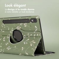 imoshion Coque tablette Design rotatif à 360° Samsung Galaxy Tab S9 11.0 pouces - Green Flowers