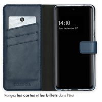 Selencia Étui portefeuille en cuir véritable Samsung Galaxy A52(s) (5G/4G) - Bleu