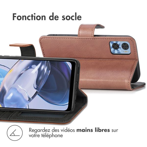 imoshion Étui de téléphone portefeuille Luxe Motorola Moto E22 - Brun