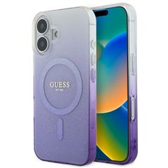 Guess Coque MagSafe IML Glitter Gradient Apple iPhone 16 - Purple