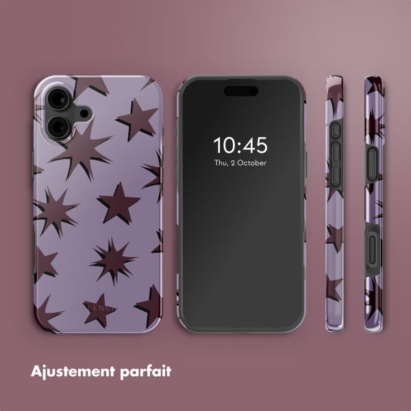 Selencia Coque arrière Vivid Tough avec MagSafe iPhone 16 - Stars Plum Lilac