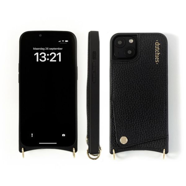 Dutchies Coque avec porte-cartes iPhone 14 Pro - Cordon de téléphone non inclus - Noir