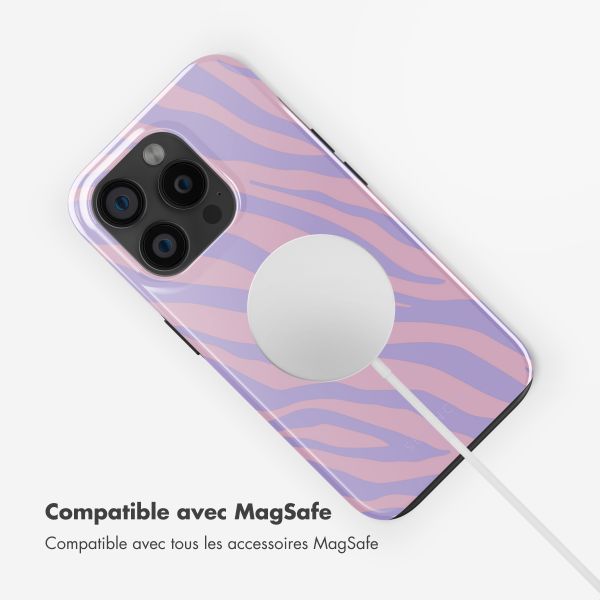 Selencia Coque arrière Vivid Tough avec MagSafe iPhone 15 Pro - Zebra Light Pink Lilac