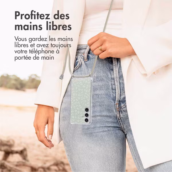 imoshion Coque Design avec cordon Samsung Galaxy S24 - Smoke Green Flowers