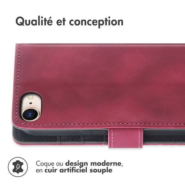 imoshion Etui de téléphone portefeuille avec cordon iPhone SE (2022 / 2020) / 8 / 7 - Rouge