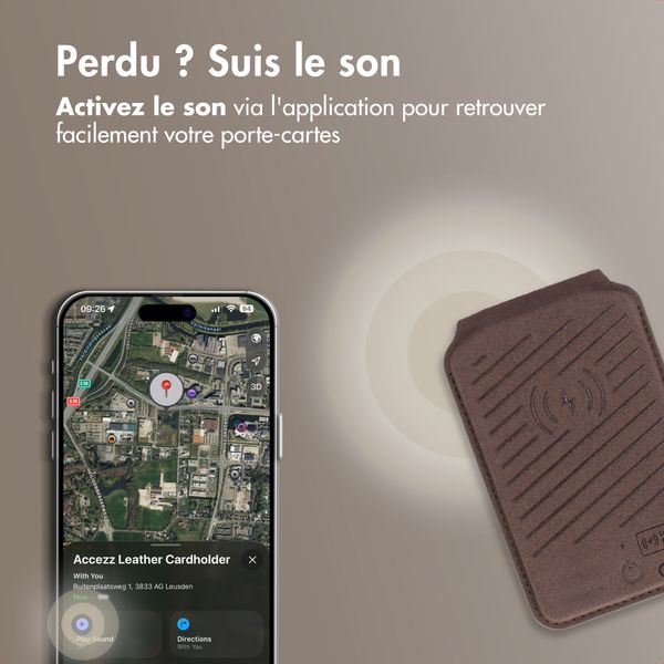 Accezz Portefeuille en cuir magnétique avec support - Compatible avec Apple Find My - Coffee Brown