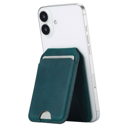 Accezz Porte-cartes MagSafe en cuir vintage avec support - Smokey Green