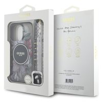Guess MagSafe IML Flowers Case avec beads strap Apple iPhone 16 Pro Max - Noir