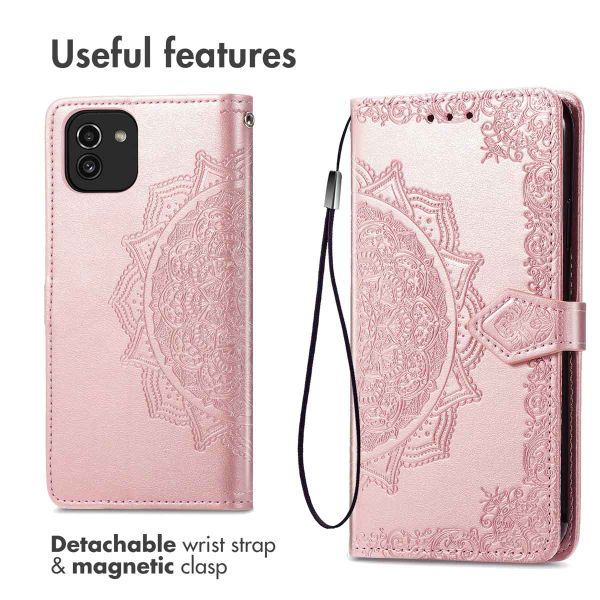 imoshion Etui de téléphone portefeuille Mandala Samsung Galaxy A03 - Rose Dorée