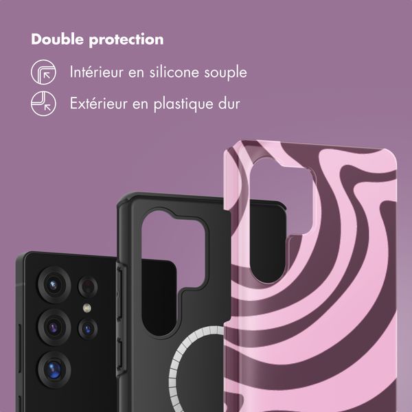Selencia Coque arrière Vivid avec MagSafe Samsung Galaxy S25 Ultra - Wavy Swirl Pink Plum