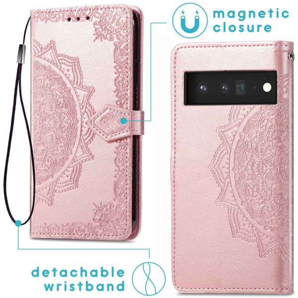 imoshion Etui de téléphone portefeuille Mandala Google Pixel 6 Pro - Rose Dorée