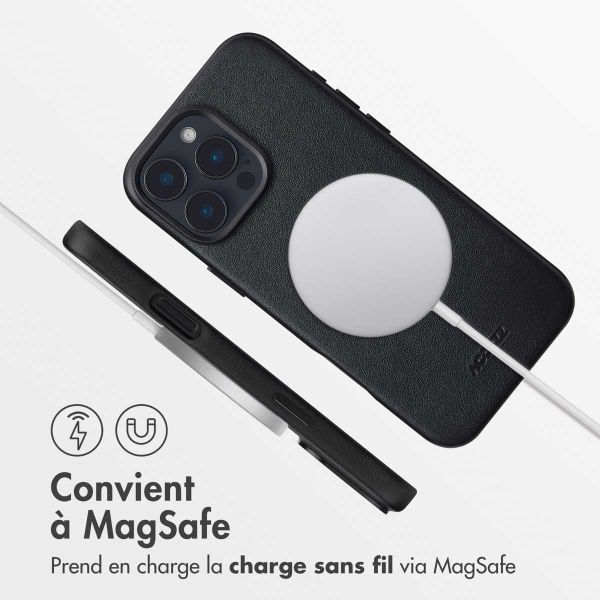 Accezz Coque arrière en cuir avec MagSafe iPhone 16 Pro Max - Onyx Black