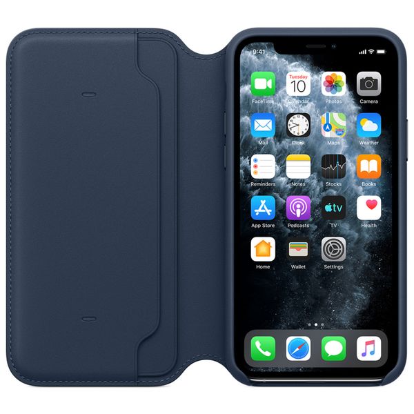 Apple Étui de téléphone Leather Folio Apple iPhone 11 Pro -Deep Sea Blue