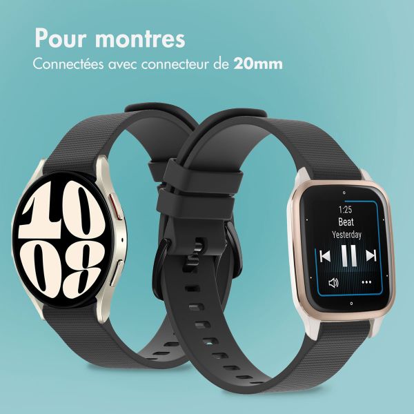 imoshion Bracelet sport en silicone avec boucle - Connexion universelle 20 mm - Noir