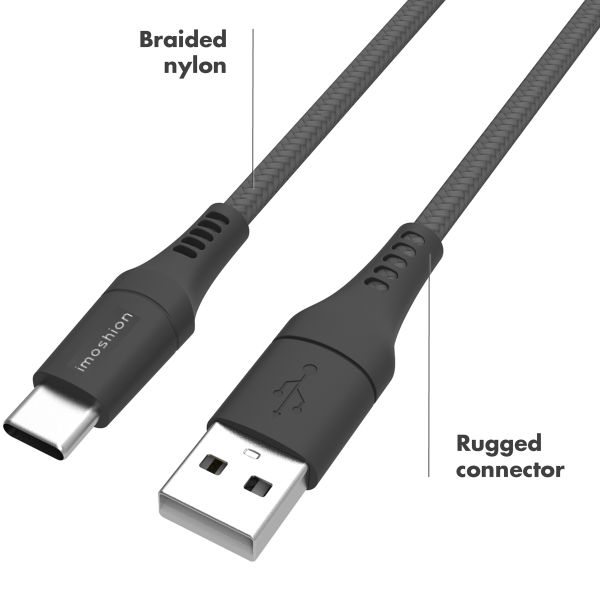 imoshion Câble USB-C vers USB - Textile tressé - 3 mètres - Noir