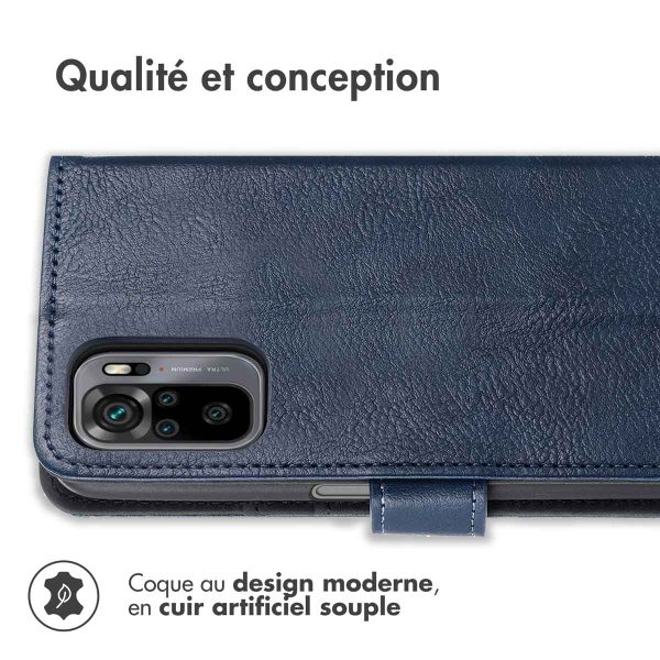 imoshion Étui de téléphone portefeuille Xiaomi Redmi Note 10 Pro - Bleu foncé