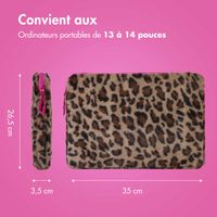 imoshion Pochette ordinateur Fluffy 13-14 pouces - Leopard Pink