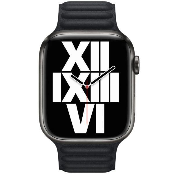 Apple Bracelet Leather Link Apple Watch Series 1 t/m 11 / SE / Ultra (44/45/46/49 mm) - Taille M/L - Midnight