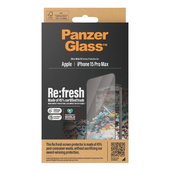 PanzerGlass Protection d'écran Ultra-Wide Fit Anti-bactérienne iPhone 15 Pro Max