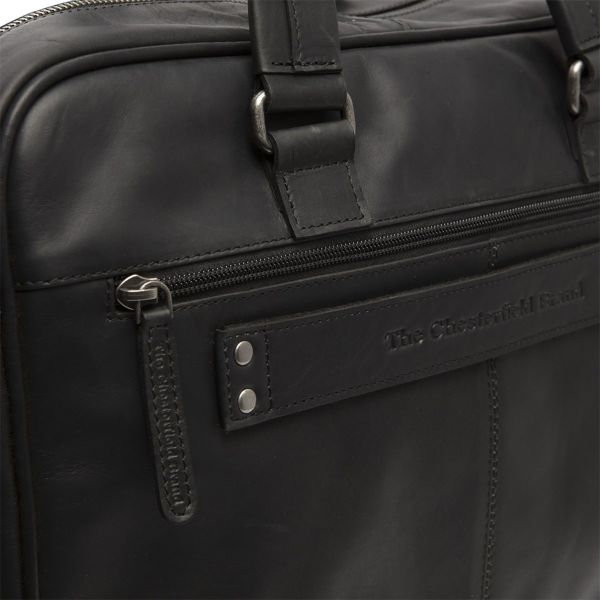 The Chesterfield Brand Sac ordinateur 15-15.6 pouces Singapore - Cuir véritable - Noir