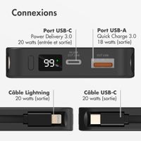 Concevez votre propre batterie externe de 10 000 mAh avec câbles intégrés - Noir