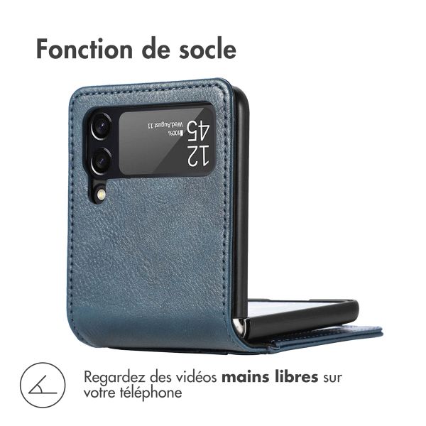 imoshion Étui de téléphone portefeuille Luxe Samsung Galaxy Z Flip 4 - Bleu foncé