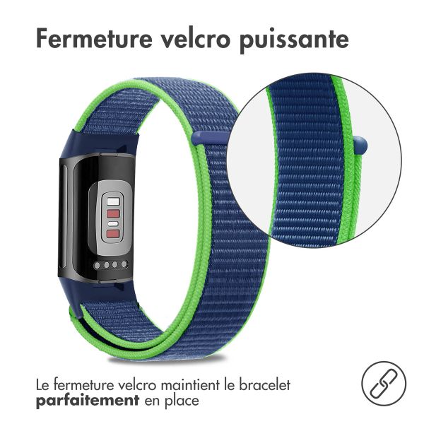 imoshion Bracelet en nylon Fitbit Charge 5 - Taille S - Blue & Green
