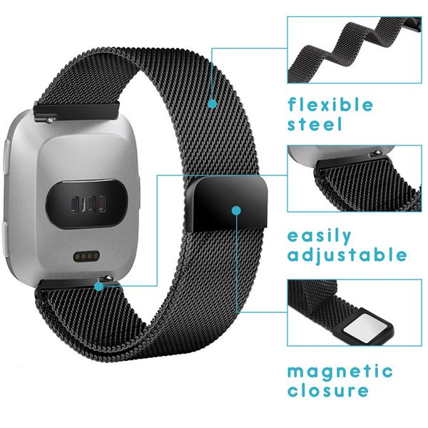 imoshion Milanais Watch bracelet le Fitbit Versa 2 / Versa Lite - Noir